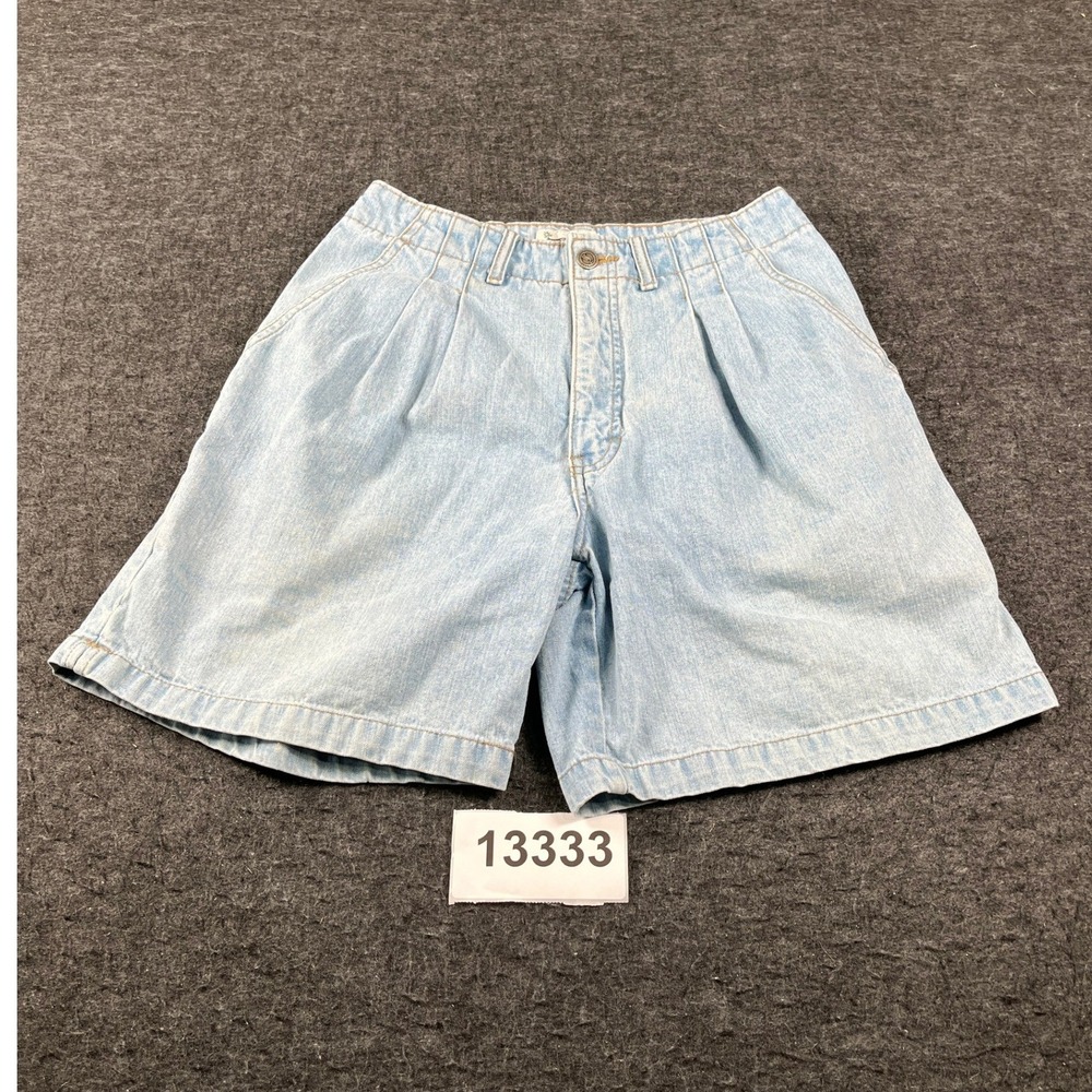 Vintage Northern Reflections Shorts Womens 9/10 Blue Denim Cotton Pleated Front